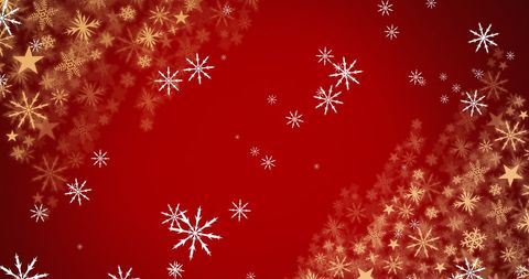 Elegant Christmas Snowflakes and Stars on Red Background