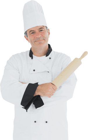 smiling male chef holding rolling pin in transparent background - Download Free Stock Videos Pikwizard.com