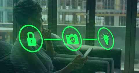 Businesswoman with Digital Connectivity Interface Concept