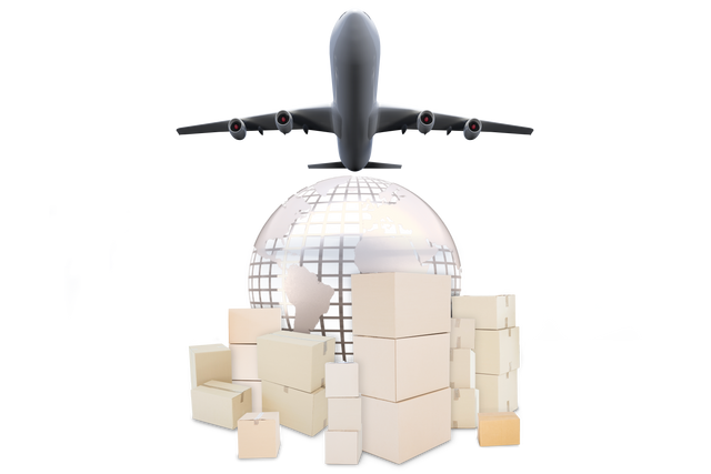 Global Shipping with Plane and Boxes Transparent Design - Download Free Stock Videos Pikwizard.com