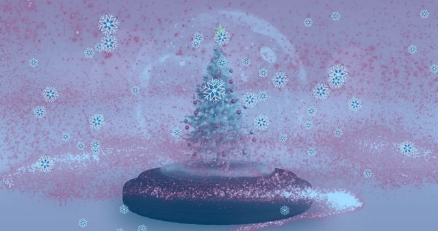 Enchanted Snow Globe with Christmas Tree and Snowfall - Download Free Stock Images Pikwizard.com