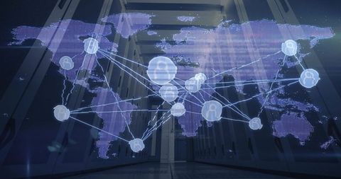 Futuristic digital connectivity conceptual design with holograms