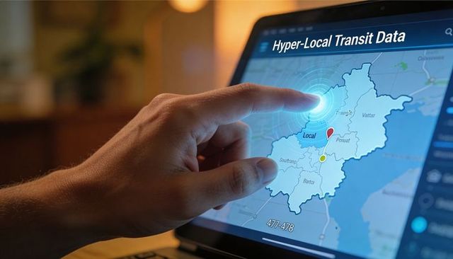 Tapping tablet triggering hyper-local transit map with live location ripple