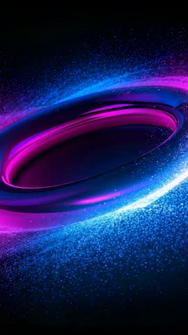 Glowing Particle Ring Rotating in Dark Void | Futuristic Vertical Motion Graphic Loop