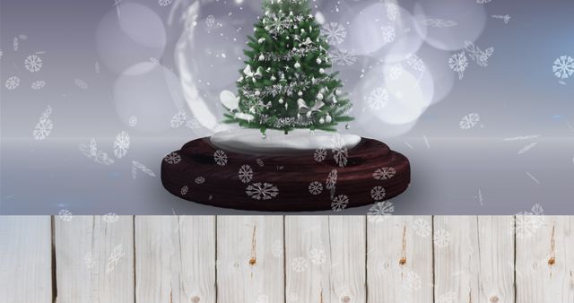 Enchanted Snow Globe with Festive Christmas Tree and Falling Snowflakes - Download Free Stock Images Pikwizard.com