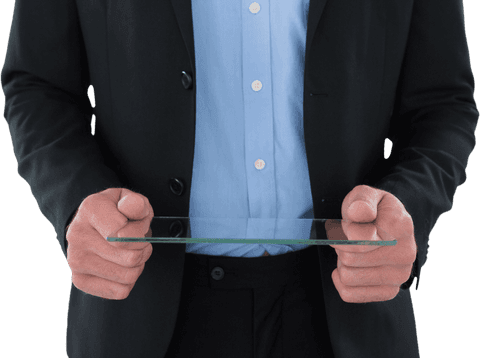 businessman holding transparent glass interface technology - Download Free Stock Videos Pikwizard.com