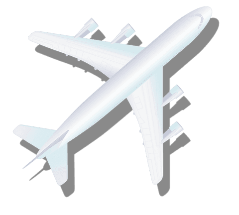 Four-Engine Passenger Jet Top View Transparent Background