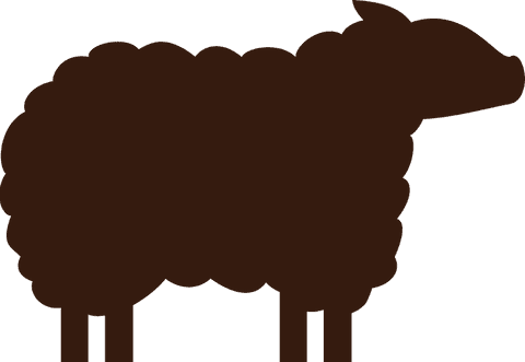 Dark brown sheep silhouette in minimalist vector style