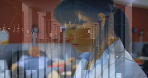 Businesswoman Analyzing Financial Data with Technology Visuals - Download Free Stock Images Pikwizard.com