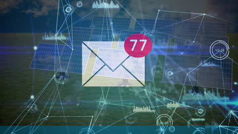 Animated Network Shows Email and Solar Technology Integration