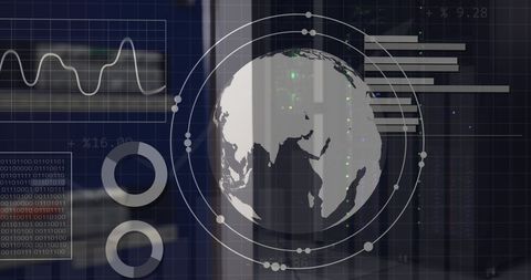 Digital Globe with Data Processing Overlays on Servers - Download Free Stock Images Pikwizard.com