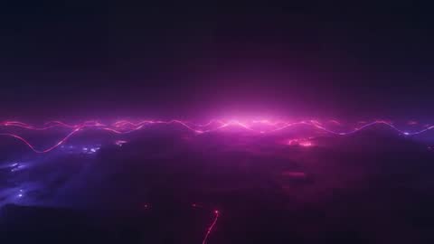 Vibrant Neon Twilight with Reflective Horizon