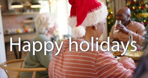 Diverse Seniors Celebrating Holidays with Joyful Dinner