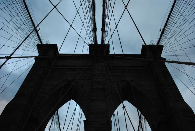 Silhouette View of Historic Suspension Bridge at Dusk - Download Free Stock Images Pikwizard.com