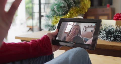 Friends Connecting on Holiday Video Call