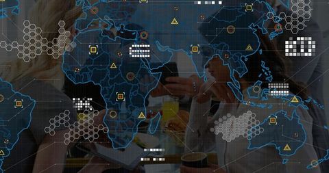 Team Collaboration with Global Digital Overlay at Cafe