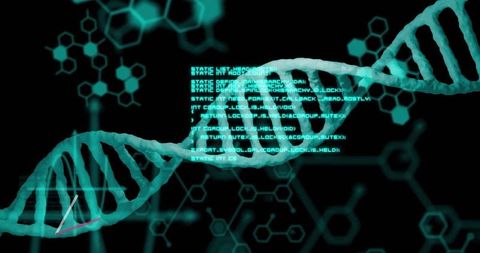 Futuristic digital dna interface with advanced coding elements