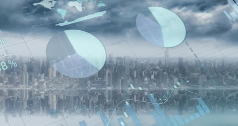 Digital Financial Data With Overlaid City After Effects