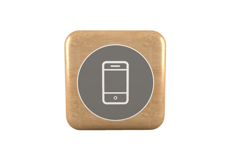transparent mobile phone icon on brown wooden cube - Download Free Stock Videos Pikwizard.com