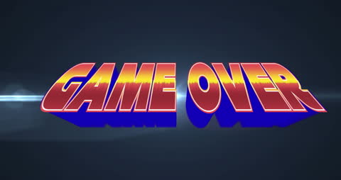 3D Game Over Text with Shadow and Light Trail