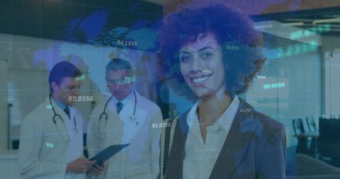 businesswoman overlaid with global digital interface - Download Free Stock Images Pikwizard.com