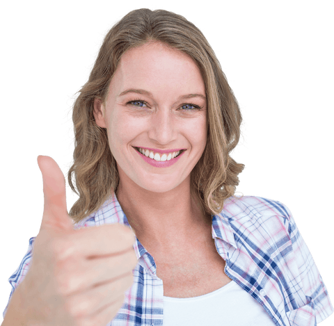 Transparent Woman Thumbs Up Denim Shirt Smiling Confidence - Download Free Stock Videos Pikwizard.com