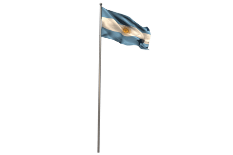 Transparent flagpole waving argentina flag isolated