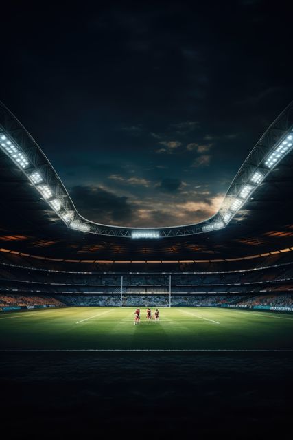 Sports stadium with rugby field and players, created using generative ai technology - Download Free Stock Photos Pikwizard.com