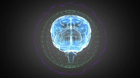 Futuristic Brain with Data Processing Visualization