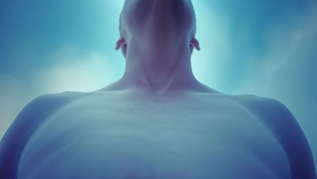 Surreal Male Form Against Dreamy Sky