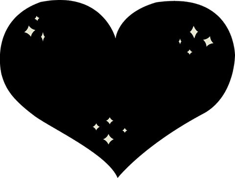 Transparent Black Heart with Yellow Sparkles Romantic Design