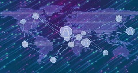 Global Network Connectivity with Neon Data Visualization