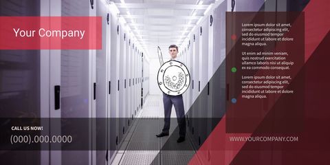 confident professional in data center with security shield - Download Free Stock Templates Pikwizard.com