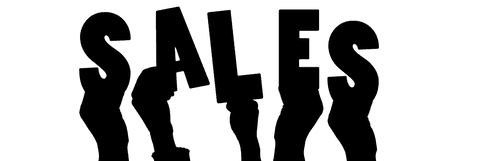 Digital illustration of hands and sales text on transparent background