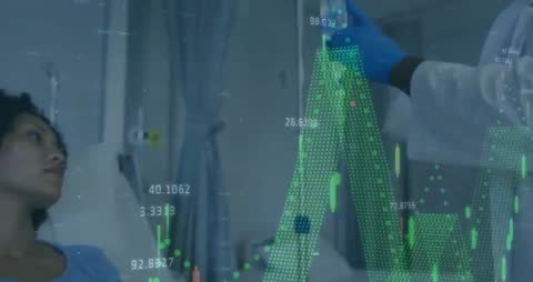 Doctor Securing sensor Strap Amidst Digital Data in Hospital Setting