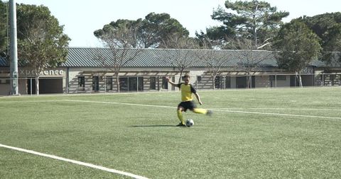 Soccer player on field preparing for gameplay