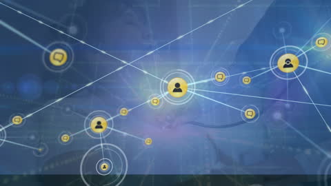 Digital Network Connections with Global Communication Icons