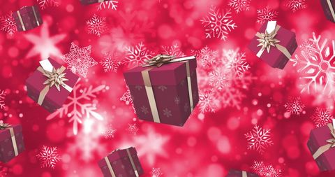 Festive Christmas Presents and Snowflakes Background - Download Free Stock Images Pikwizard.com