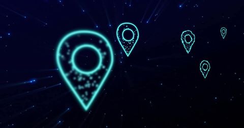 Abstract Digital Location Pin with Connections on Dark Background - Download Free Stock Images Pikwizard.com