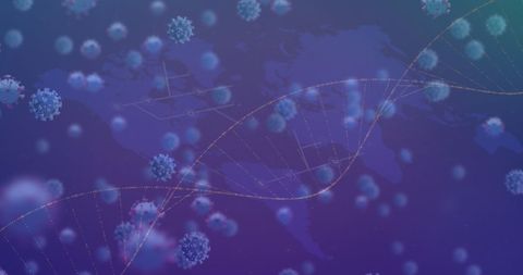 Virus Cells Overlaying DNA Helix with World Map - Download Free Stock Images Pikwizard.com
