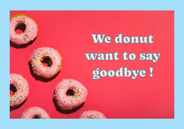 Fun Farewell Card with Donuts on Vibrant Red Background - Download Free Stock Templates Pikwizard.com