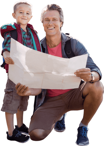 father and son exploring journey using transparent map - Download Free Stock Videos Pikwizard.com