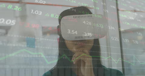 Executive Woman Using Virtual Reality for Data Analysis