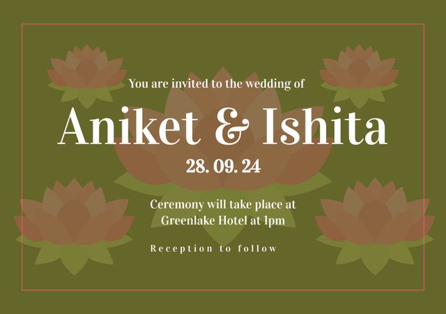Elegant Wedding Invitation with Lotus Flowers on Green Background - Download Free Stock Videos Pikwizard.com