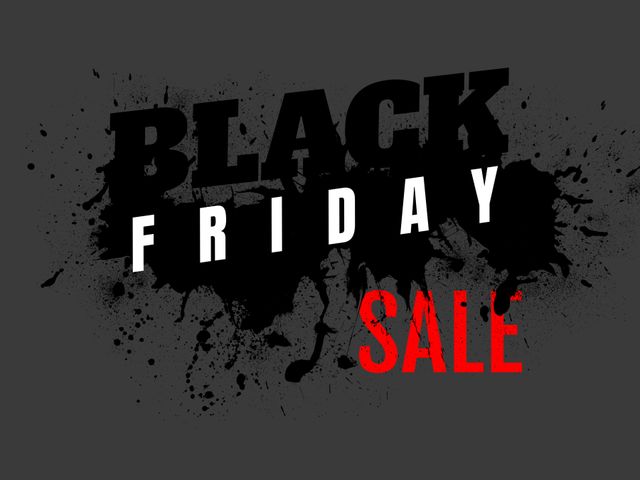 Perfect for promoting Black Friday discounts. The stark contrast and splattered background create a sense of urgency, ideal for online ads, print flyers, banners, and social media posts. Can be used by retailers, e-commerce sites, and businesses to attract attention to their Black Friday promotions.