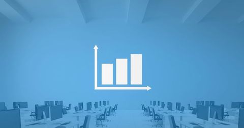 Graphical data charting above office workstations