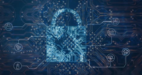 Cyber Security Technology Concept with Digital Lock Icon