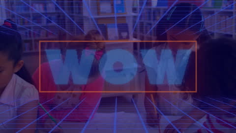 Digital WOW Text Overlaying Diverse Classroom Setting