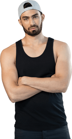 confident bearded man wearing black tank top transparent background - Download Free Stock Videos Pikwizard.com