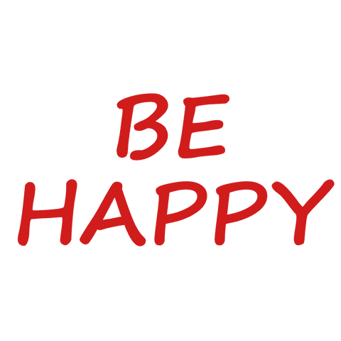 Be Happy Inspirational Red Text on Transparent Background